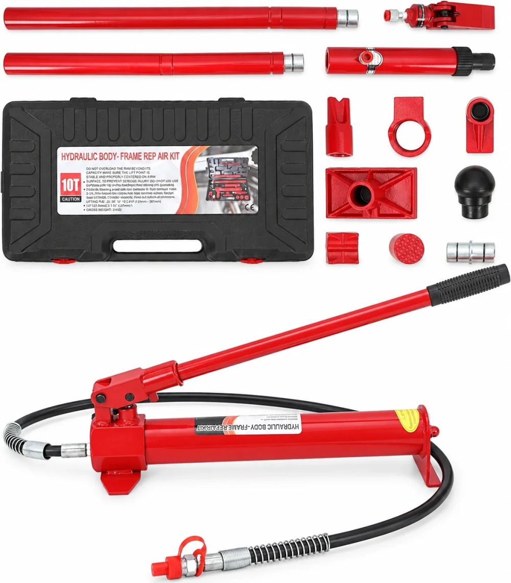 20 Ton Porta Power Hydraulic Kit Auto Body Frame Repair with 3.9 Ft Hose and Case