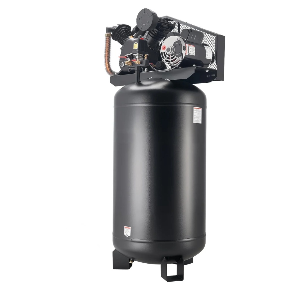 KFFKFF 80 Gallons Heavy-Duty Air Compressor, 5HP 10 SCFM at 90PSI Air Compressors Max 175PSI Pressure, Oil-Lubricated Compressor Tank(230V 60Hz, No-Plug)