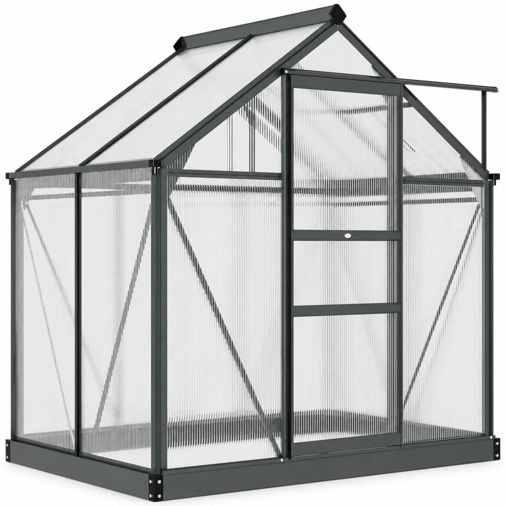 CoSoTower Greenhouse Garden, Green House, Outdoor Greenhouse Kit, PC Board with Sliding Door, 6.2' x 4.3' x 6.6', Grey