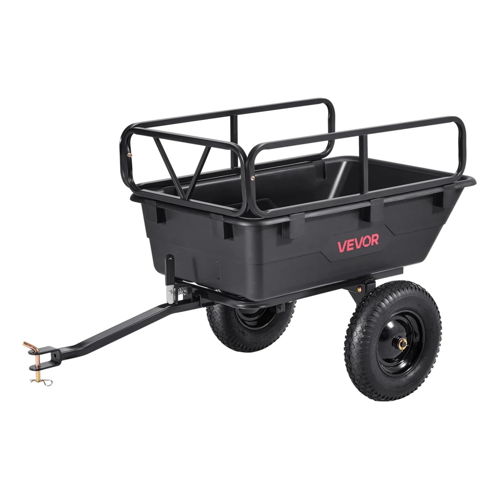 VEVOR Dump Trailer 500 lbs 10 Cu. Ft Tow Behind Plastic Garden ATV Trailer Cart