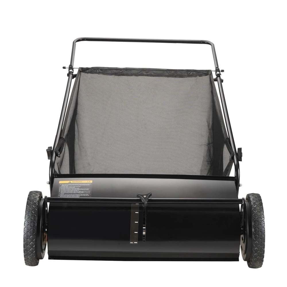 VEVOR Push Lawn Sweeper, 26-inch Leaf & Grass Collector, Strong Rubber Wheels & Heavy Duty Thickened Steel, Durable to Use with Large Capacity 7 cu. ft. Mesh Collection Hopper Bag, 4 Spinning Brushes