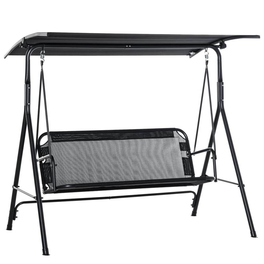 Outsunny 2-Person Patio Swing Chair with Adjustable Canopy for Porch Garden