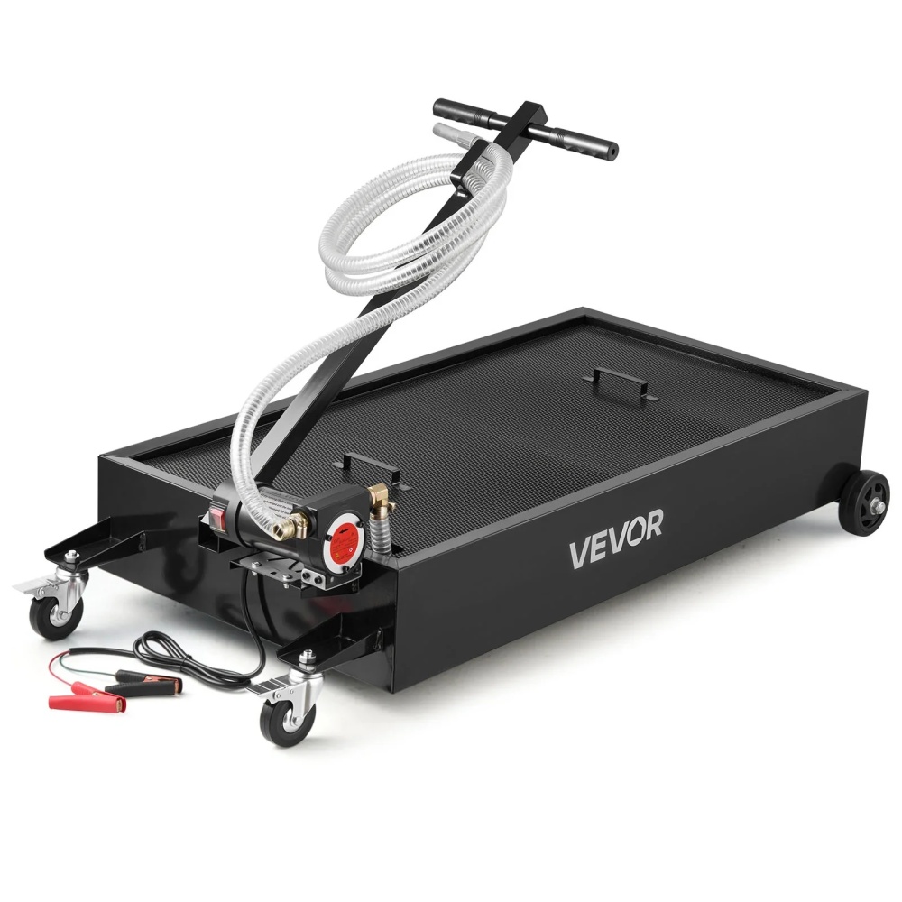 VEVOR Low Profile Oil Drain Pan, 20 Gallon Capacity, Rolling Oil Drain Pan with Electric Pump & 7.2 ft Hose, Leak-proof & Corrosion-resistant, Fit for Cars, SUVs, Trucks, Motorcycles, ATVs, Metal
