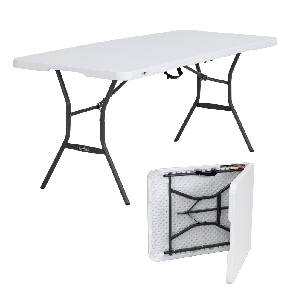 Lifetime 6' Commercial Grade High - Quality Fold - in - Half Folding Table, White (25011)