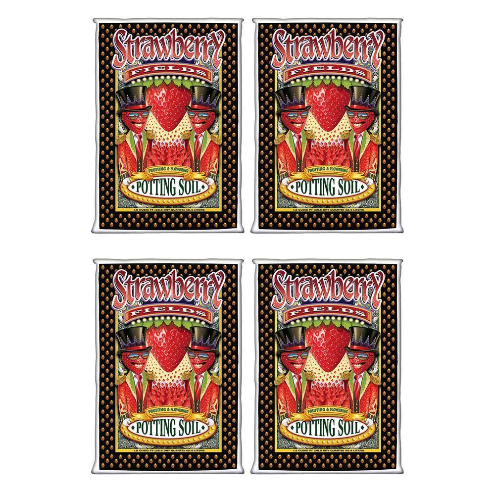 FoxFarm Strawberry Fields Flowering Garden Potting Soil, 1.5 Cubic Feet (4 Pack)