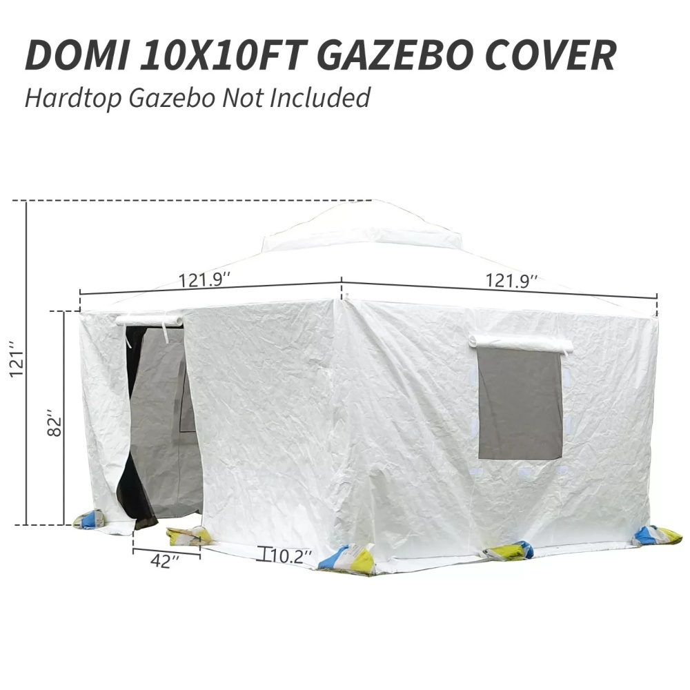 Gazebo Accessories Double Roof Universal Winter Gazebo Cover for Hardtop Gazebos,Enclosed Cover with Sidewalls and Mesh Windows Waterproof (White)