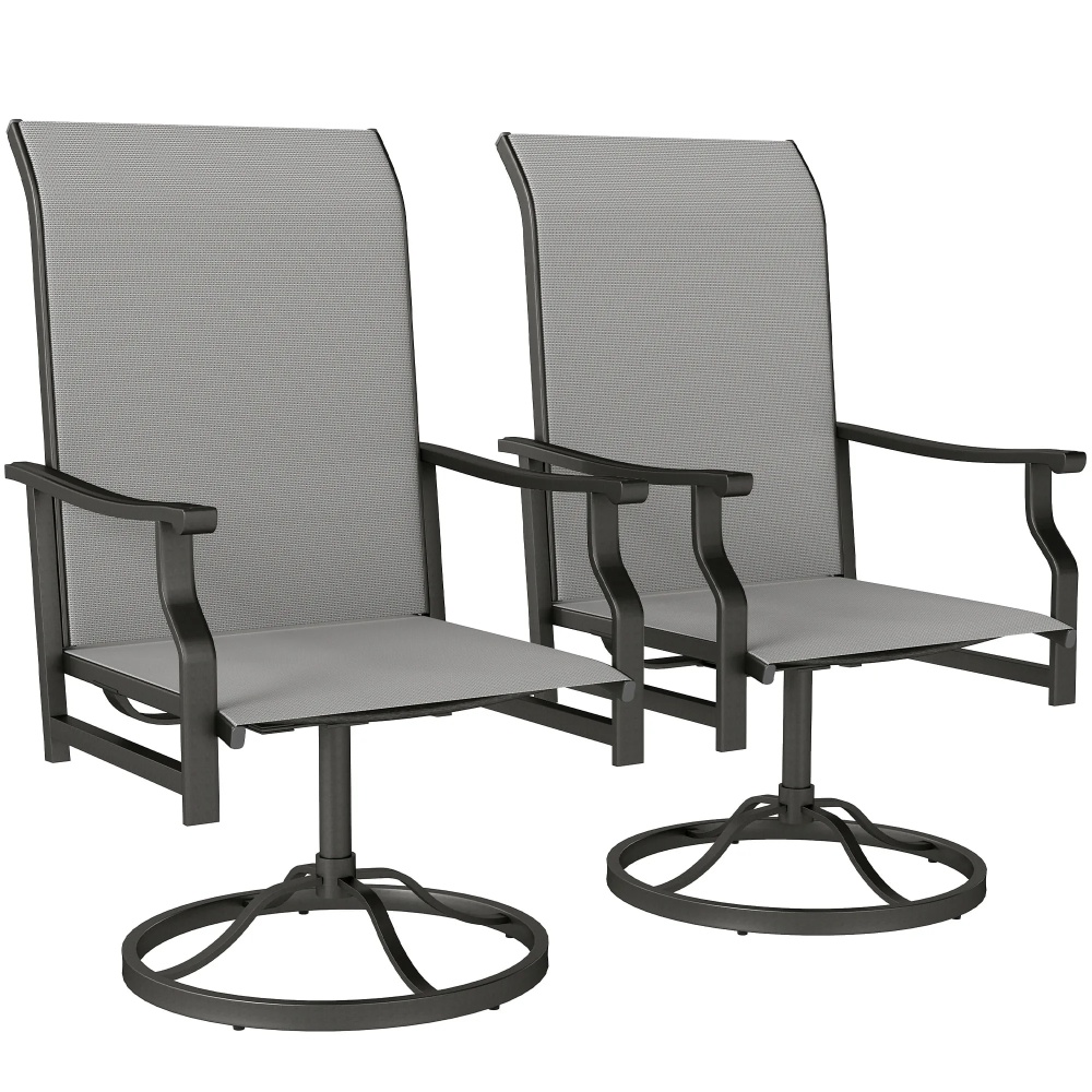Outsunny Patio Swivel Chair Set of 2, Swivel Rocker with High Back