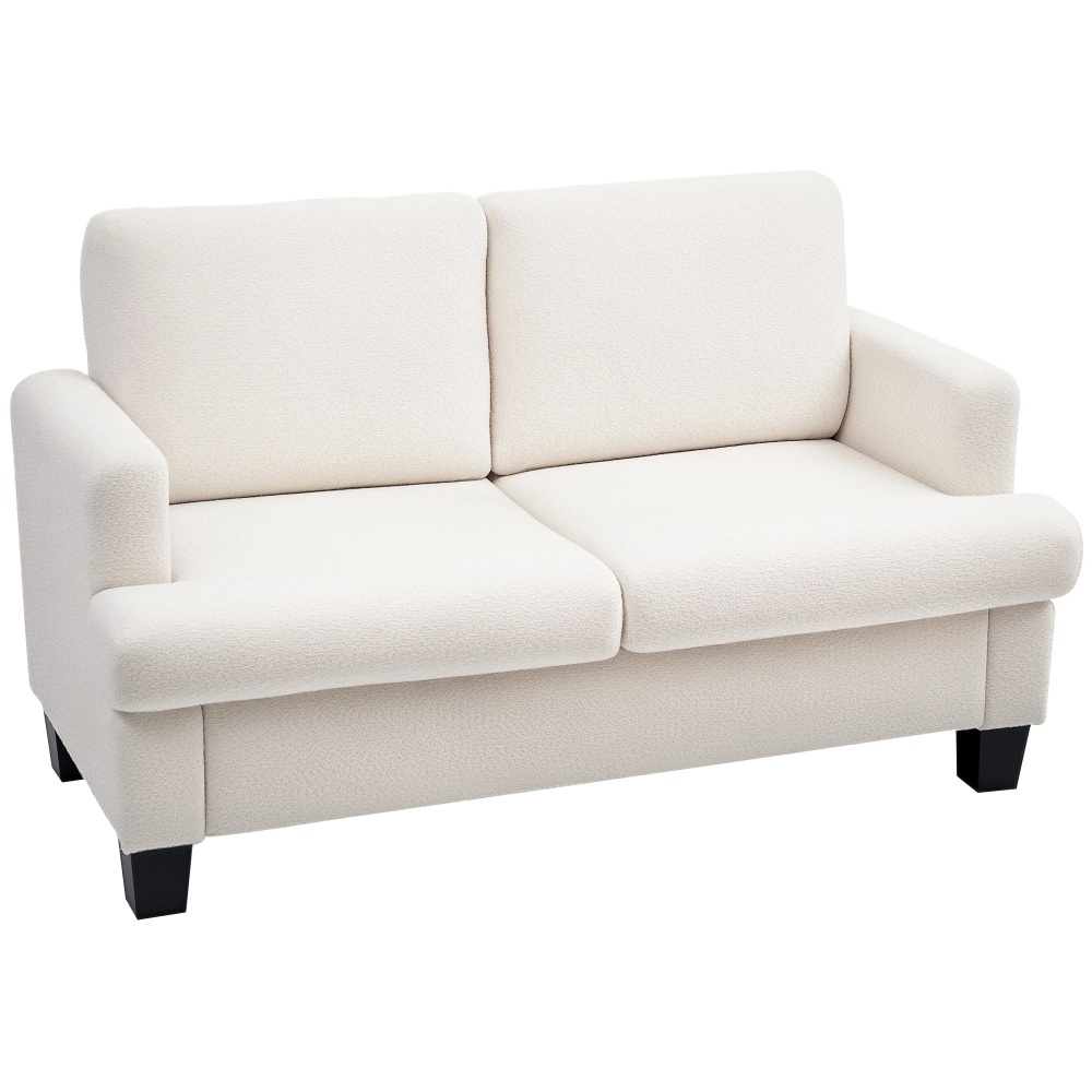 HOMCOM 54.3" Loveseat Sofa, Small Couch with Cushions, Cream White