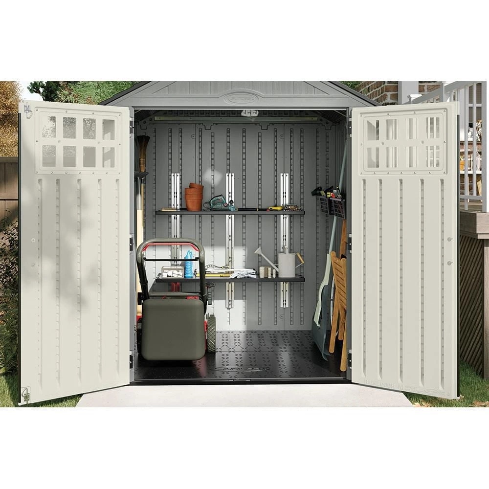Suncast Resin Shed Shelf Kit – 2 Shelves, 50 lb. Capacity Each, 760 sq. in., Storage Shed Accessory