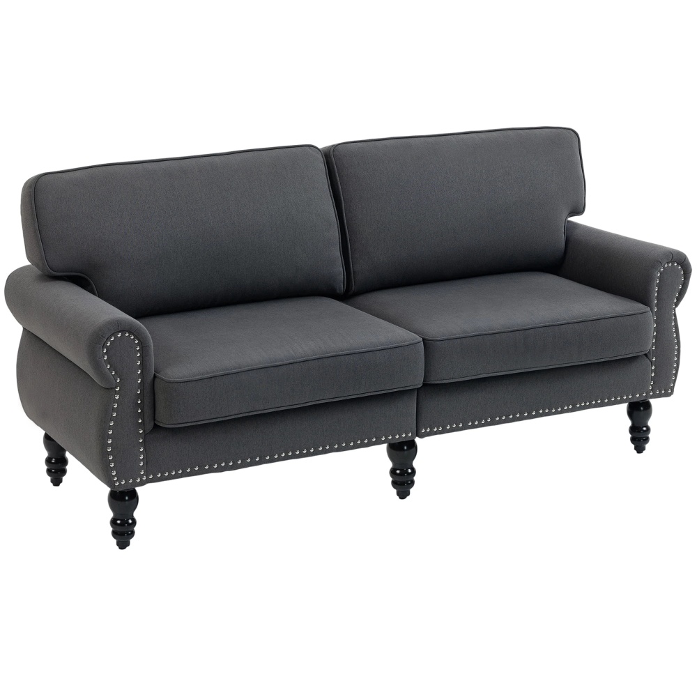 HOMCOM Mid Back Loveseat with Wood Leg 2 Seater Sofa Couch