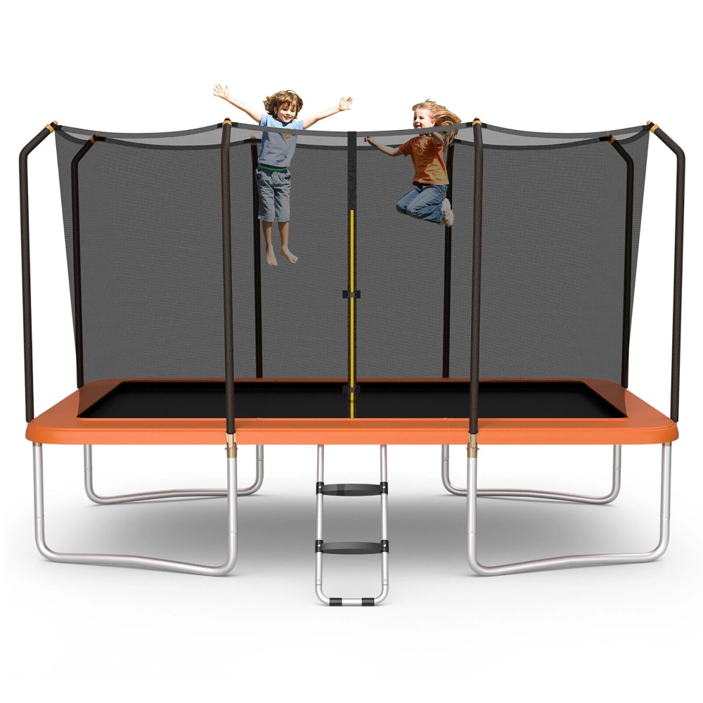 Gymax 8 x 14 FT Rectangular Recreational Trampoline W/ Safety Enclosure Net Ladder Outdoor