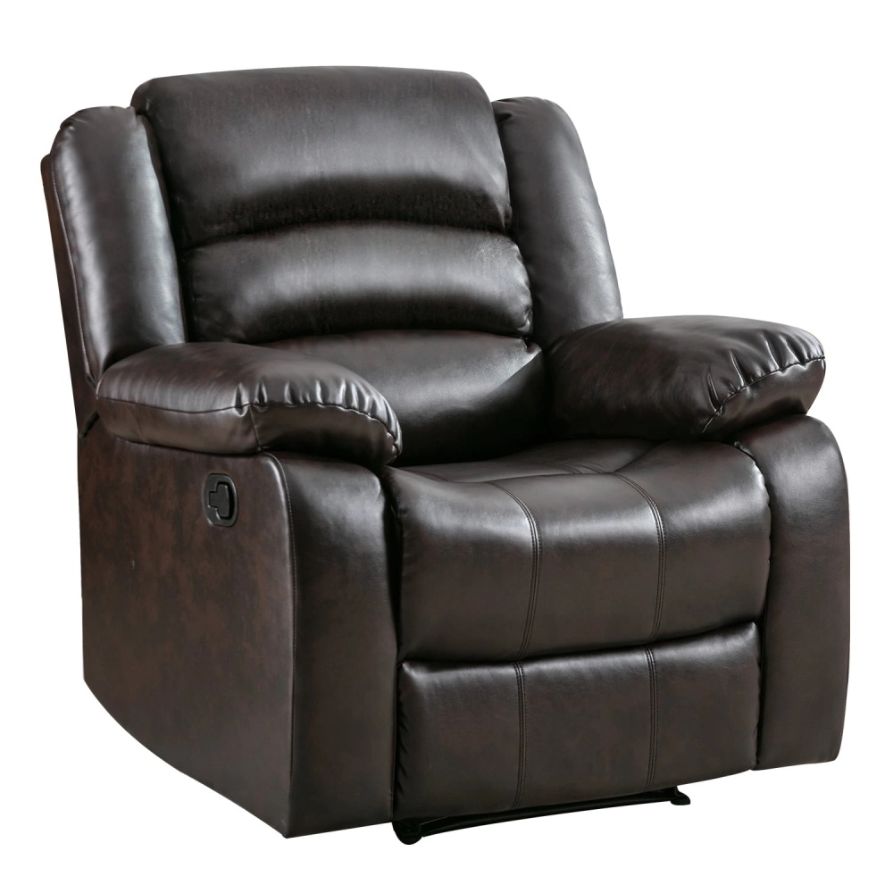 Bonzy Home Manual Recliner Chair, Breathable Faux Leather Reclining Chairs with Overstuffed Arm and Back, Living Room Single Sofa Recliners,Dark