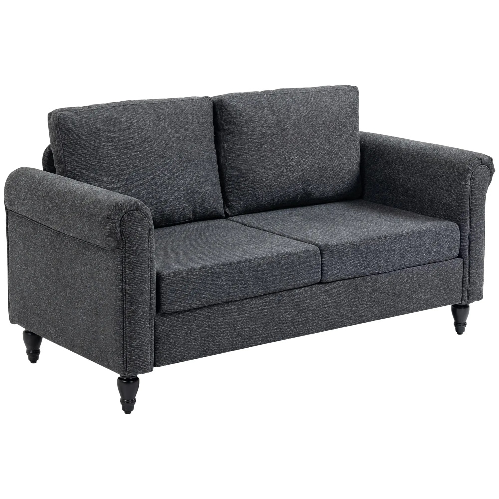 HOMCOM Loveseat Sofa Corduroy Upholstered Love Seat w/ Curved Armrest
