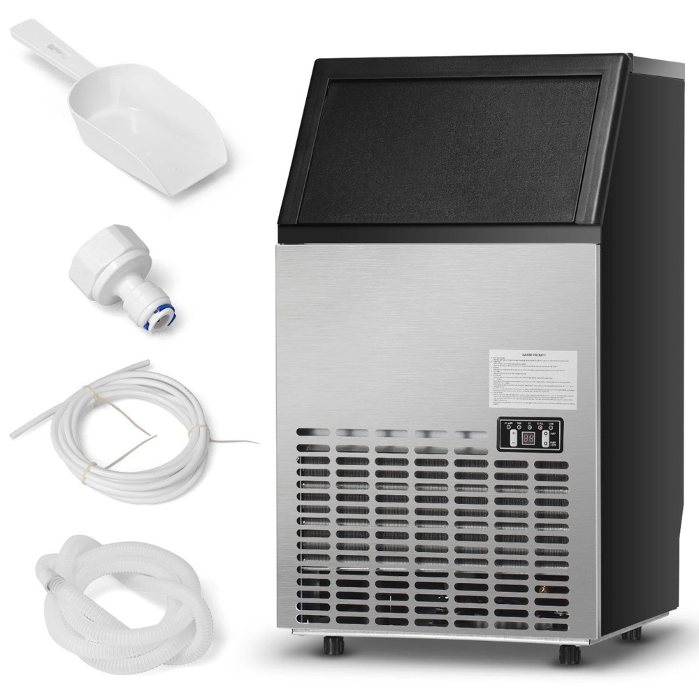 Costway Built-In Stainless Steel Commercial 110Lbs/24H Ice Maker Portable Ice Machine
