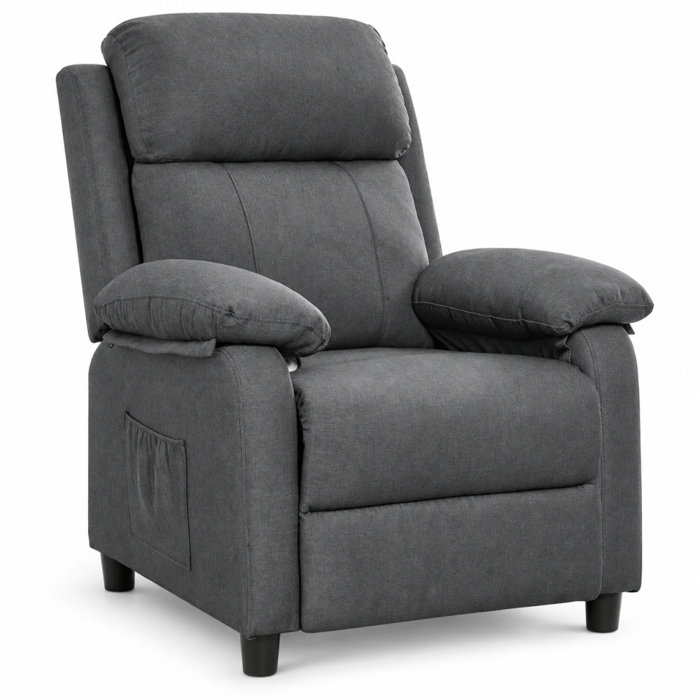 Korser Manual Push Back Recliner Chair with Side Pockets,Recliner Chairs for Adults for Living Room,Small Recliners for Small Spaces,Linen
