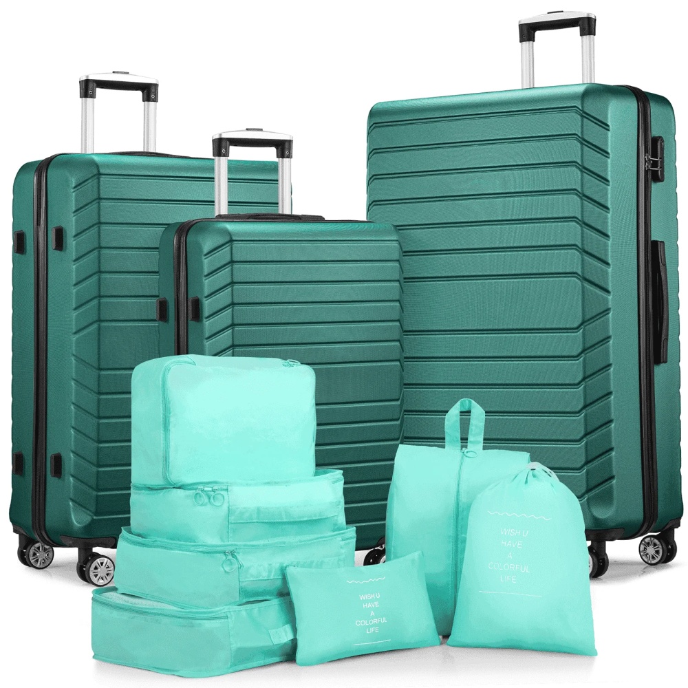 3 Piece Luggage Sets 20/24/28 inch Travel Suitcase Set with 7PCS Organizer Bags