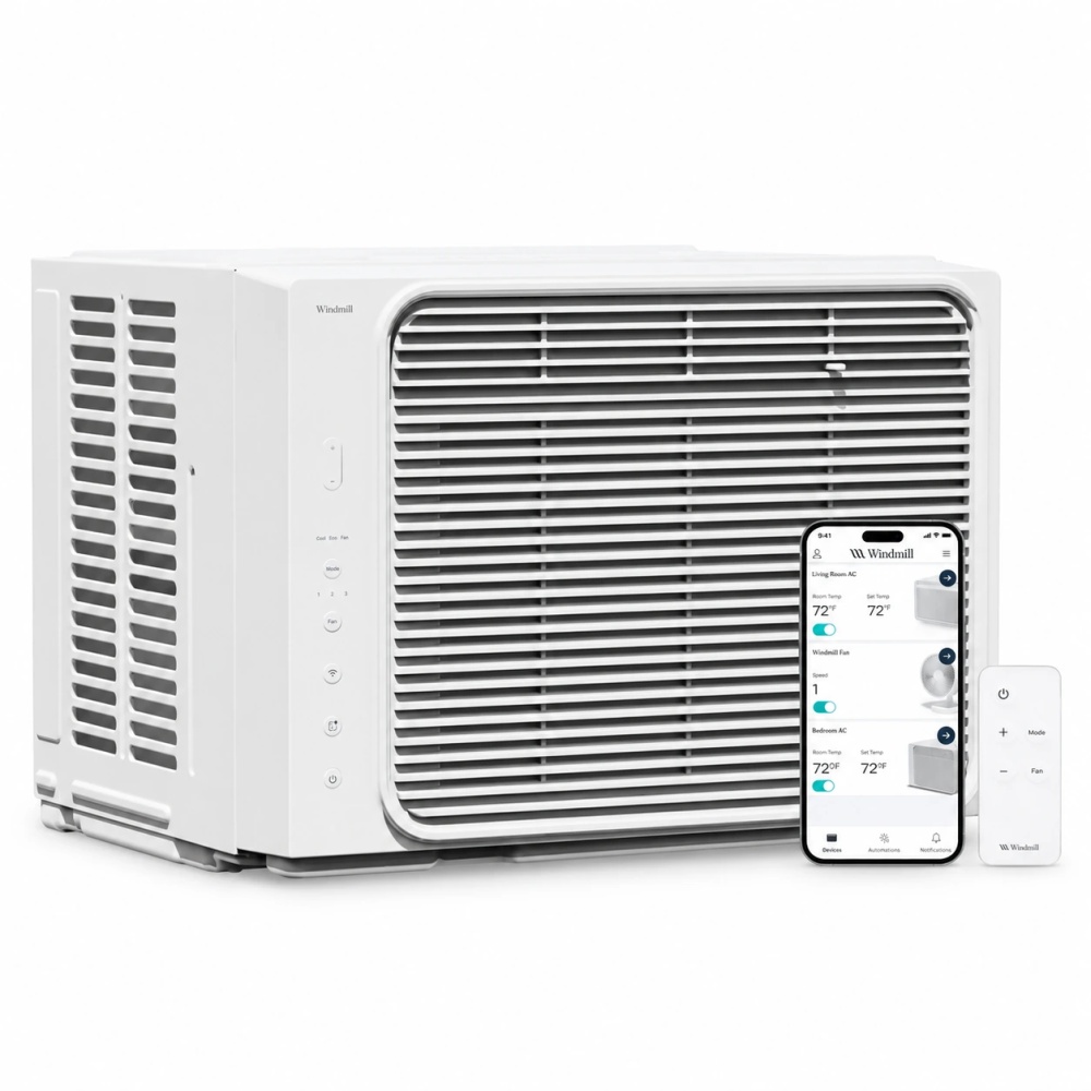 Windmill 5,000 BTU Window Air Conditioner - Lite Series - Quiet & Smart, Cools up to 150 Sq. Ft. - App/Wi-Fi, Remote Control, Voice