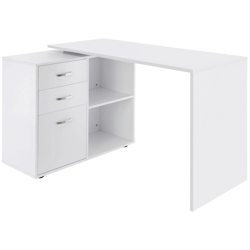 HOMCOM L-Shaped Straight Computer Desk w/ Storage Home Office Table