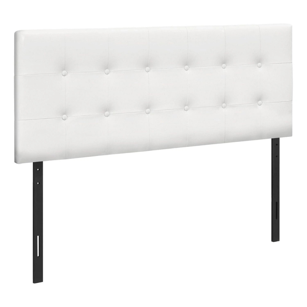 Monarch Specialties Bed, Headboard Only, Full Size, Bedroom, Upholstered, Pu Leather Look, White, Transitional