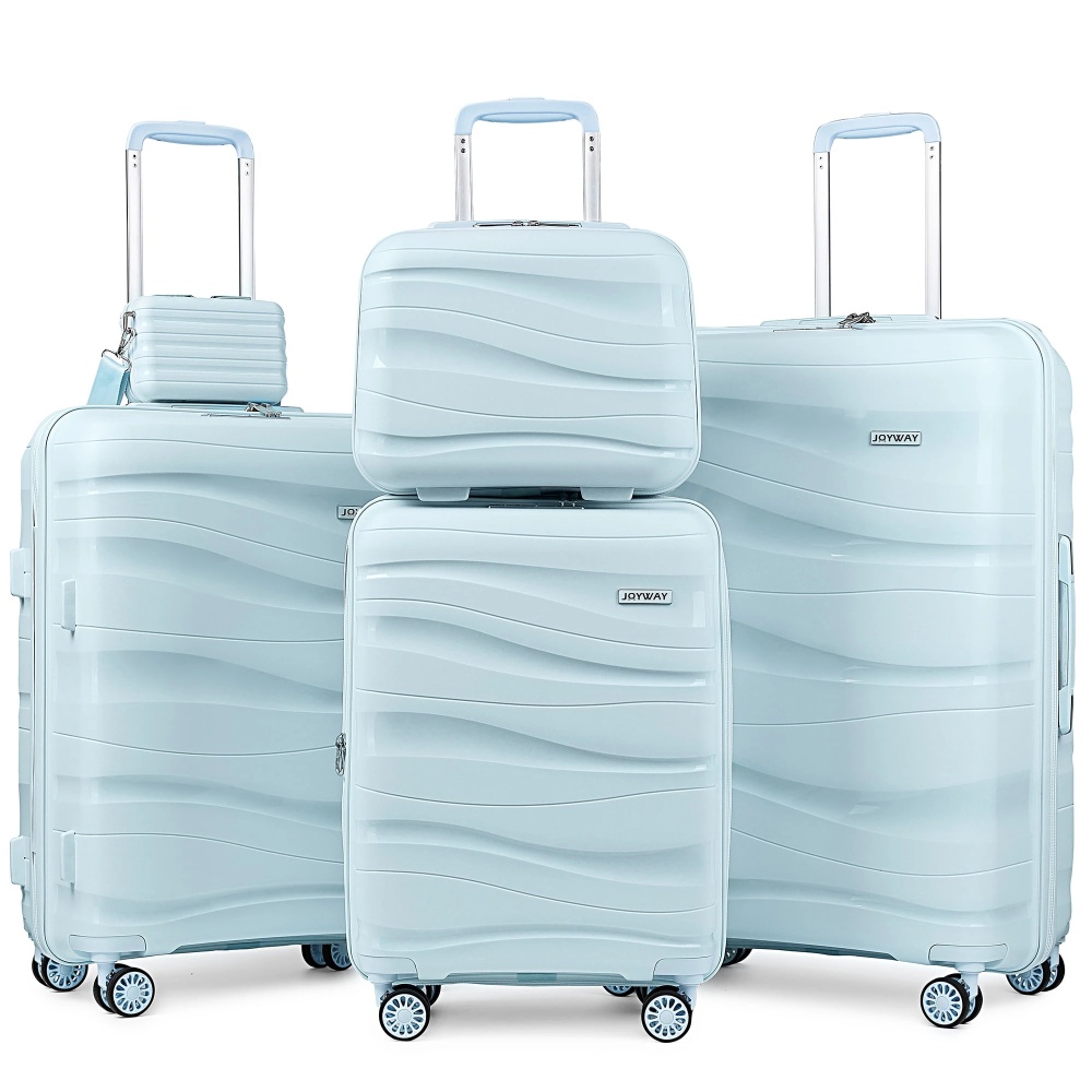 Joyway - 5-Piece Luggage Set PP Hardshell Spinner Suitcase with TSA Lock - (Expandable Carry-On 20 Inch) (24 Inch 28 Inch) for School, Travel, Weekend
