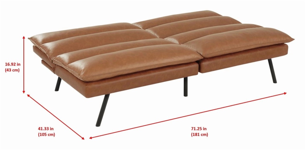 Mainstays Pillow Top Convertible Futon Sofa Bed, Twin Size, Faux Leather