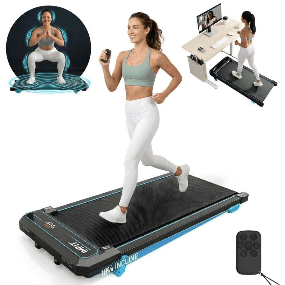 IMFIT Walking Pad Treadmill for Home & Office | Under Desk Walking Pad with 3-Level Vibration Recovery | Quiet Motor Walking Pad for Daily Cardio, Fitness, Calories Burn, Glutes, Core, Legs