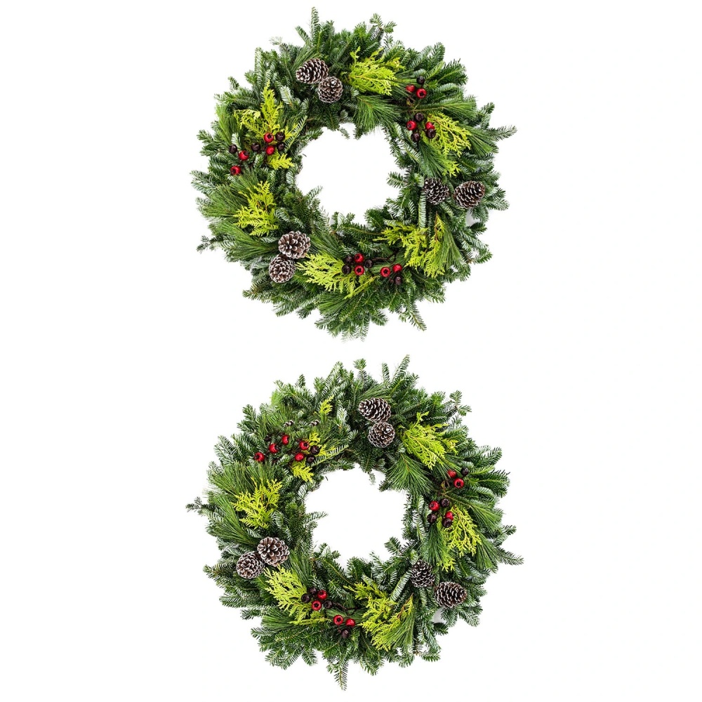 71 cm (28 in.) Fresh Mixed-Evergreen Holiday Wreath Set, 2-pack