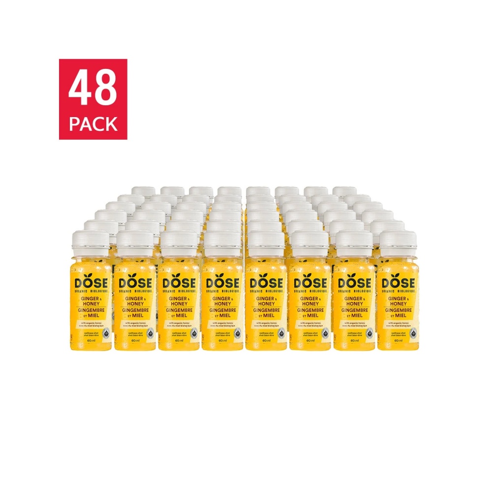 DOSE Organic Ginger and Honey Daily Booster Shots 60 mL (2 fl oz) × 48 bottles