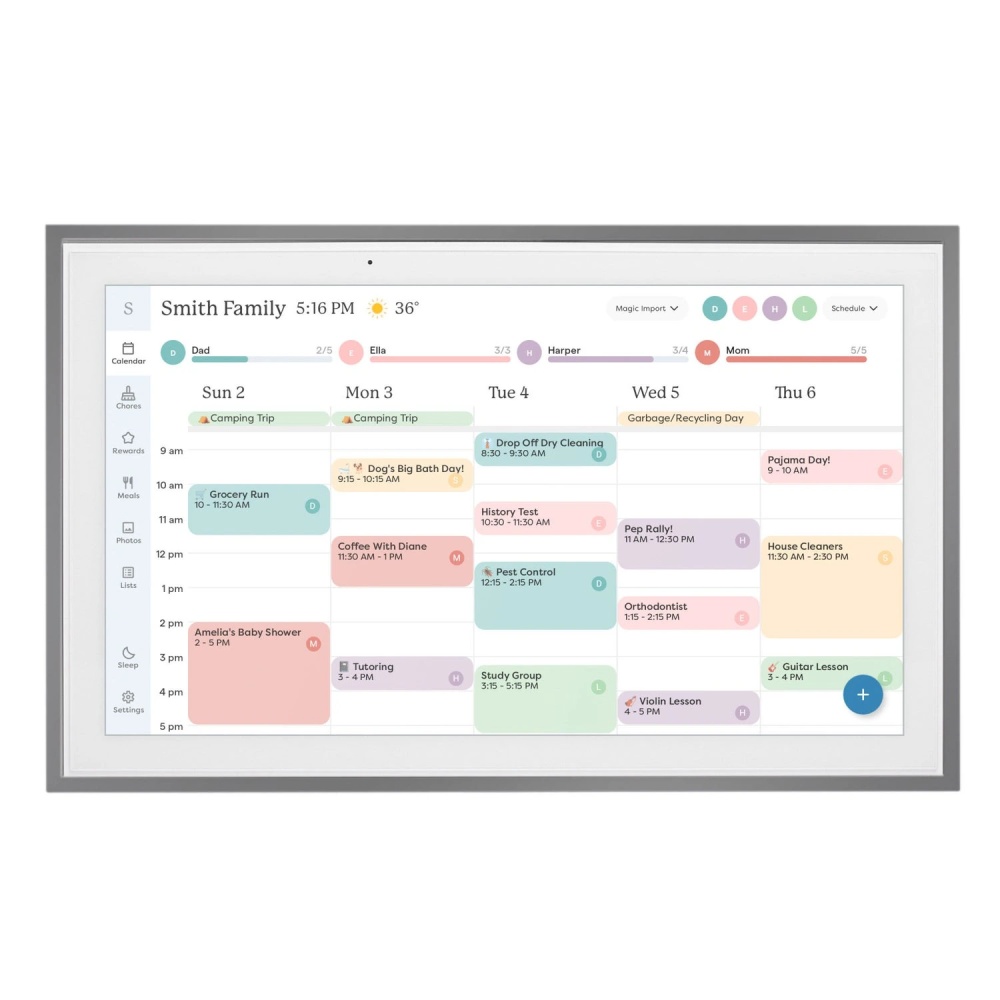 Skylight 15 in. Charcoal Smart Touchscreen Calendar and Organizer