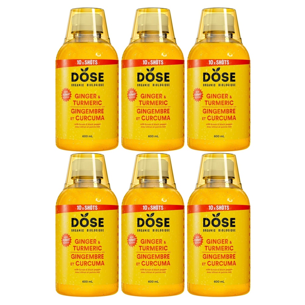 DOSE Organic Ginger and Turmeric Multi-Serve bottle, 6 x 600mL