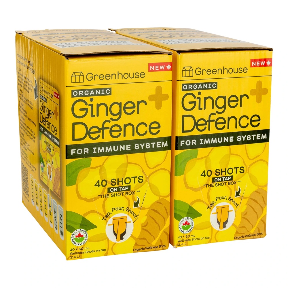 Greenhouse Ginger Defence Organic Wellness Shot Box, 2 × 2.4 L (80 Servings)