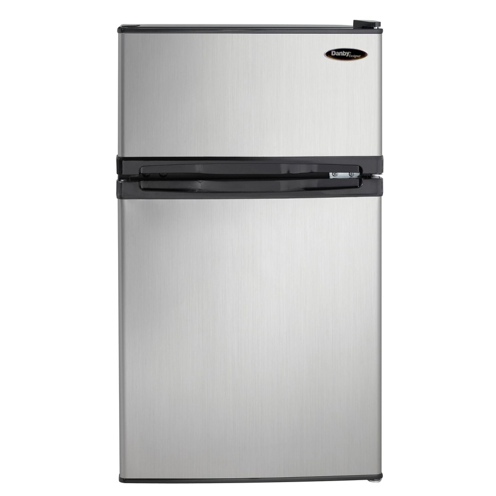 Danby Designer 3.1 cu. ft. Dual Door Compact Fridge with Freezer in Stainless-steel Look