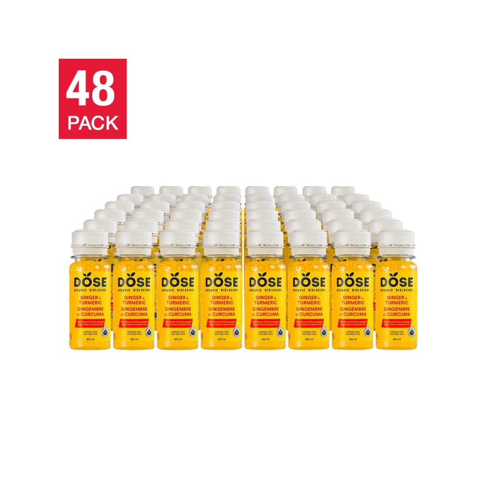 DOSE Organic Ginger & Turmeric Daily Booster Shots 60 mL (2 fl oz) × 48 bottles