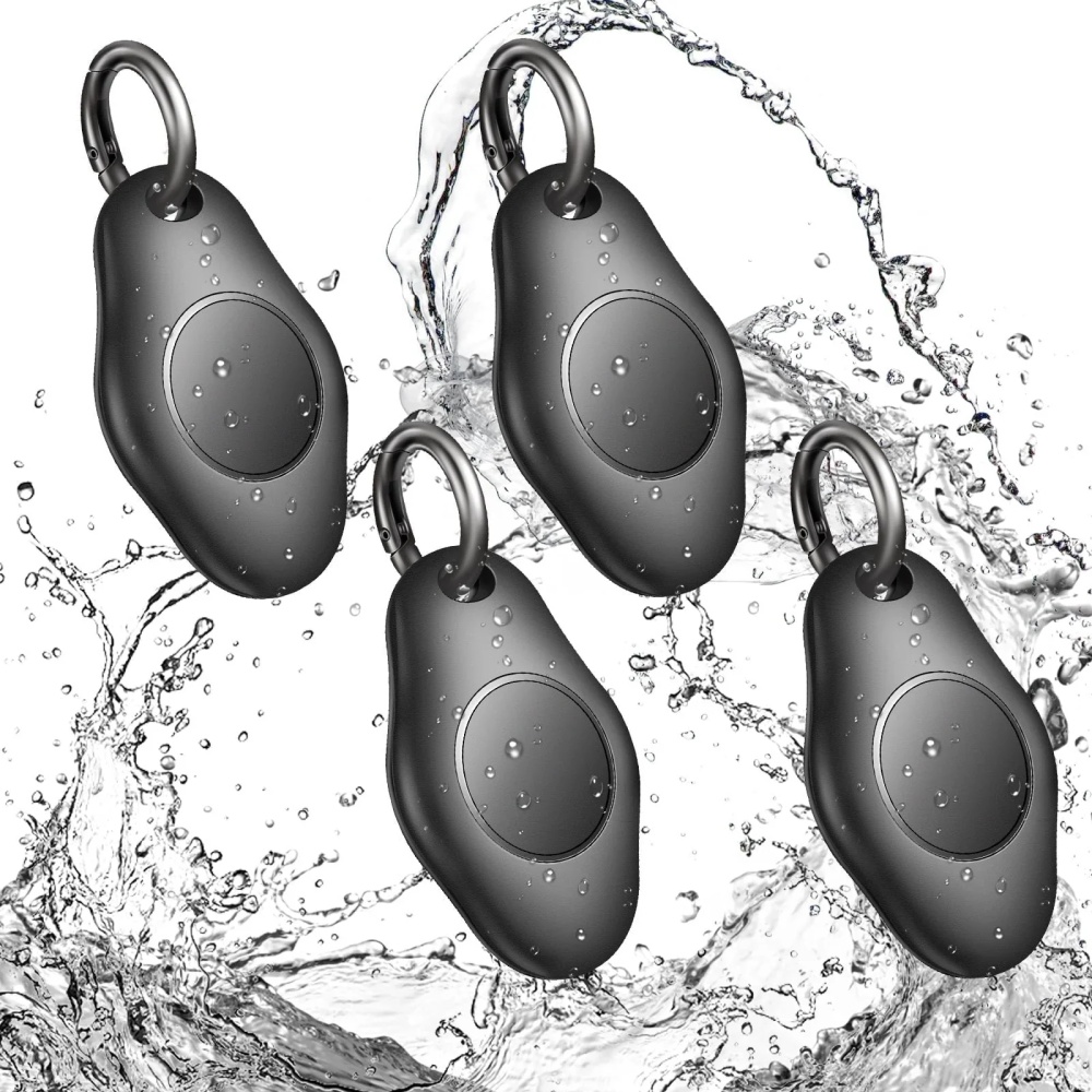[4 Pack] AirTag Holder Keychain, IPX7 Waterproof Protective Air Tag Holder, Dropproof AirTag Keychain Cover, Full-Body Shockproof, Anti-Scratch, AirTag Case for Keys, Black