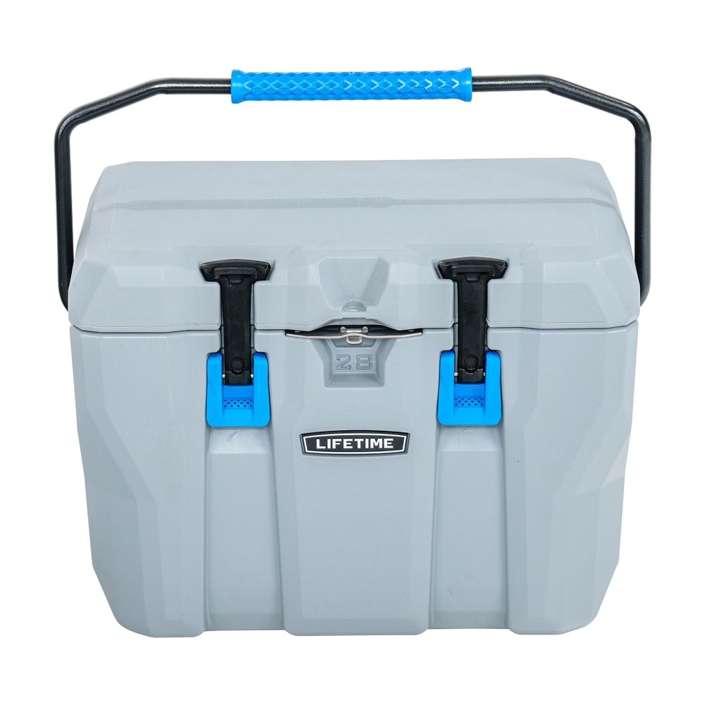 Lifetime 28 qt Bear-Resistant Camping Cooler, Premium High Performance, Ice Retention, Hard Cooler, 20 Can Capacity, Boulder Gray (91289)