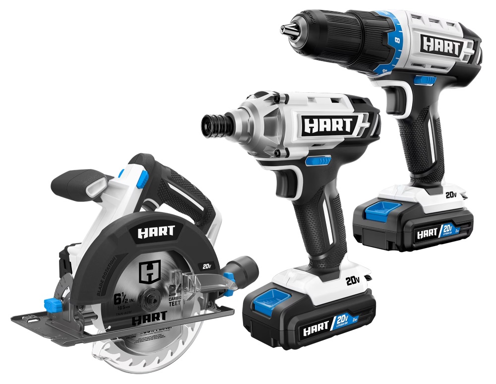HART 20-Volt 3-Tool Combo Kit (2) 2.0Ah Lithium-Ion Batteries