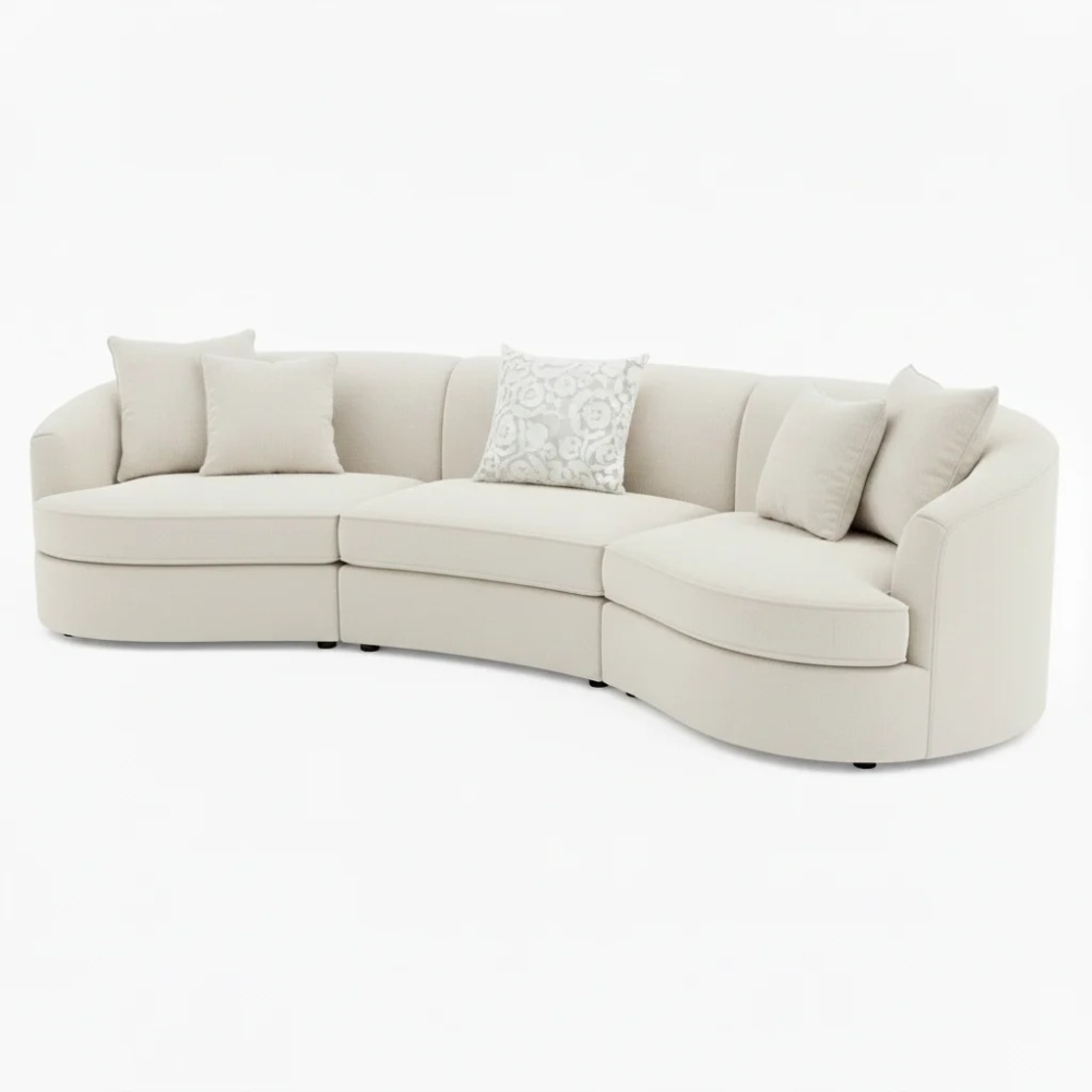 Modern Curved Three-Piece Fabric Sectional Sofa